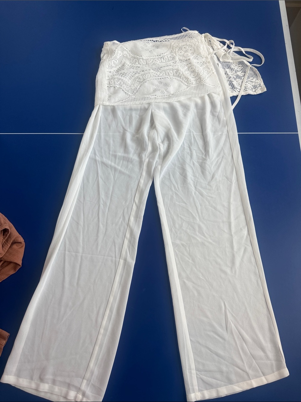 Women’s White Crochet wrap Lounge Pants Princess Polly new with tags Claudie